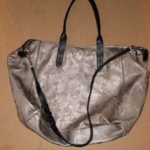 Cole Haan Metallic Silver Leather Tote Bag